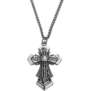                       M Men Style  Religious Stylish Jesus  Cross  Silver Metal  Pendant                                              