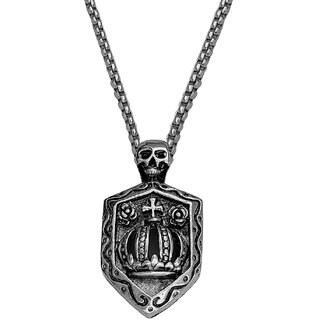                      M Men Style  Biker jewellery viking  Gothic  Head King Shield  Silver Metal  Pendant                                              