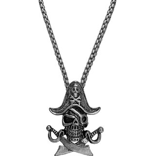                      M Men Style  Biker jewellery viking  Gothic  Head On Cap Silver Metal Pendant                                              