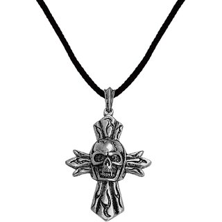                       M Men Style  Biker jewellery viking Head Jesus  Cross Silver Zinc Metal Cotton Dori  Pendant                                              