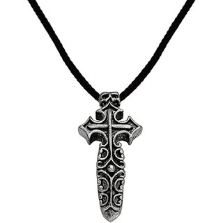                       M Men Style  Biker Jewellery Religious Lord Jesus  Cross  Head  Silver  Metal  Cotton Dori  Pendant                                              
