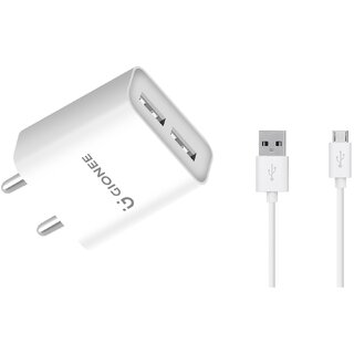GIONEE 2.4 A Dual-Port Mobile Charger with Micro USB Cable - 6 Month Warranty