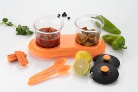 Multipurpose Dining Set Jar and Tray Holder, Chutneys/Pickles/Spices Jar 2pc