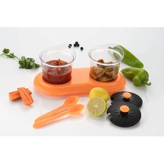                       Multipurpose Dining Set Jar and Tray Holder, Chutneys/Pickles/Spices Jar 2pc                                              