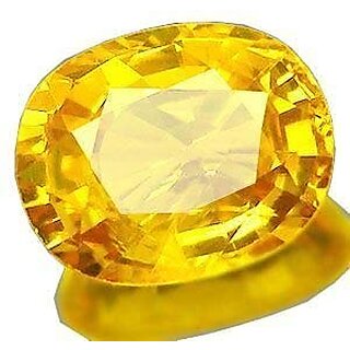                       5.25 Ratti  Cultured Yellow Sapphire Gemstone Certified Cultured Pukhraj Stone Lab Tested Astrological Purpose by PG                                              