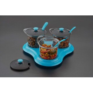                       Multipurpose Dining Set Jar and Tray Holder, Chutneys/Pickles/Spices Jar - 3pc                                              