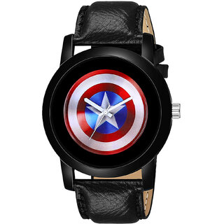                      Relish Analogue Dial Watch for Men's  Boy's (Captain America Dial Black Colored Strap                                              
