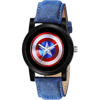                       Relish Analogue Dial Watch for Men's  Boy's (Captain America Dial Black Colored Strap)RE-BB8249                                              