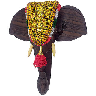 Rosewood Elephant Head with Nettipattom Figurine ideal for home decor and gifting