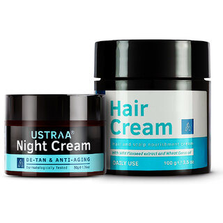                       Ustraa Night Cream - 50g - De-tan and Anti-aging  Daily Use Hair Cream-100g                                              