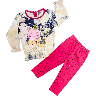                       Little Smart Infant Girls Casual Printed Top with leggings set                                              