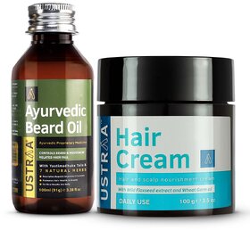 Ustraa Beard Growth Oil -100ml  Hair Cream for men - daily use -100g