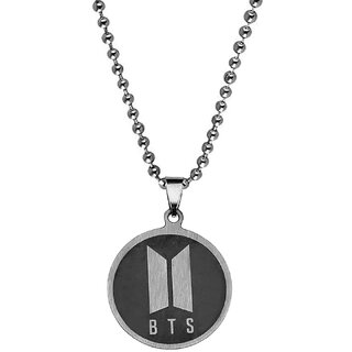                       M Men Style   Kpop BTS Bangtan  Silver And Black  Stainless Steel  Pendant Necklace Chain                                              