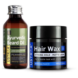                       Ustraa Beard Growth Oil -100ml  Hair Wax Matte - 100g                                              