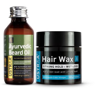                       Ustraa Beard Growth Oil -100ml  Hair Wax Wet - 100g                                              