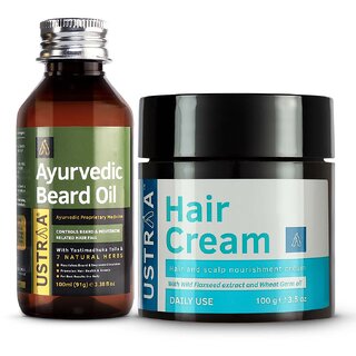 Ustraa Beard Growth Oil -100ml  Hair Cream for men - daily use -100g