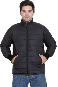 Men's Black Reversible Solid Long Sleeve Comfortable Winter Jacket