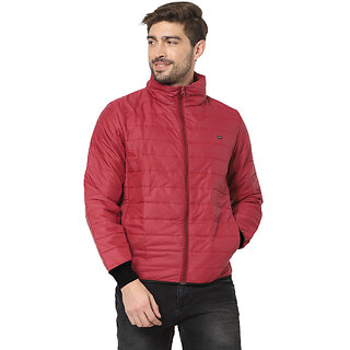 Men's Red Reversible Solid Long Sleeve Comfortable Winter Jacket