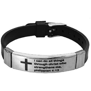                       M Men Style  I Can Do All Things thought Christ Who Strenth Me  (4.13)  Silver  Selecone Bracelet                                              