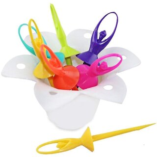                       Dancing Doll Fruit Fork Cutlery Set with Stand Set of 6                                              