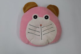 FAIRBIZPS Pillow New Born Baby, Ideal for Round Head Shaping with Foam Cotton0 - 12 months (PINK FACE WITH BROWN EARS)