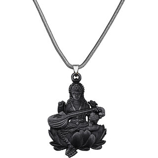                       M Men Style  Religious Godess Sarswati Snake Chain Grey  Zinc And Metal  Pendant Necklace For Men                                              