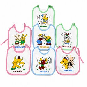 FAIRBIZPS Kids Beautiful Printed 7 Days Cotton Baby Bib (Multicolor) Pack of 7