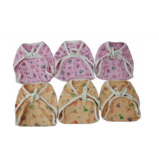 FAIRBIZPS Cotton Hosiery Washable Reusable Nappy, Diaper, Langot for Baby (Multicolor, 0 - 6 Months) Pack of 6
