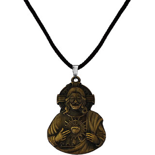                      M Men Style  Christian Christ Cross Jesus  With Cotten Dori  Bronze   Metal Pendant Necklace                                              