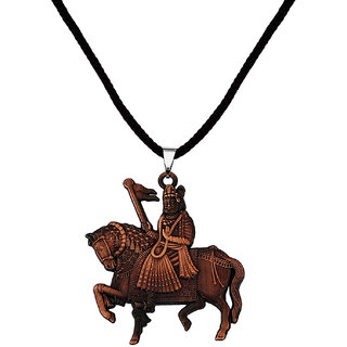                       M Men Style  Chattrapati Shivaji Maharaj  With Cotten Dori  Copper   Metal Pendant Necklace                                              