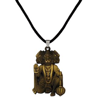                       M Men Style  Lord Shree Panchmukhi  Hanuman  With Cotton Dori Bronze   Metal Pendant Necklace                                              