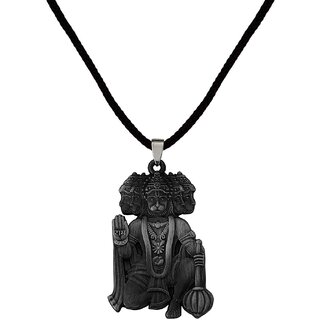                       M Men Style  Lord Shree Panchmukhi  Hanuman  With Cotton Dori   Grey    Metal Pendant Necklace                                              