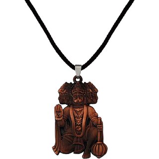                       M Men Style  Lord Shree Panchmukhi  Hanuman With Cotton Dori Copper   Metal Pendant Necklace                                              