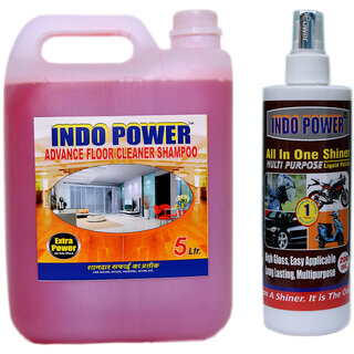                       INDOPOWER ACc122-ADVANCE FLOOR CLEANER SHAMPOO (ROSE) 5ltr.+ALL IN-ONE MULTI-PURPOSE SHINER 200ml.                                              