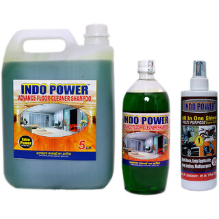                       INDOPOWER ACc127-ADVANCE FLOOR CLEANER SHAMPOO JASMEIN (1ltr.+ 5ltr.) COMBO PACK+ALL IN-ONE MULTI-PURPOSE SHINER 200ml.                                              
