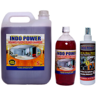                      INDOPOWER ACc129-ADVANCE FLOOR CLEANER SHAMPOO MOGRA (1ltr.+ 5ltr.) COMBO PACK+ALL IN-ONE MULTI-PURPOSE SHINER 200ml.                                              