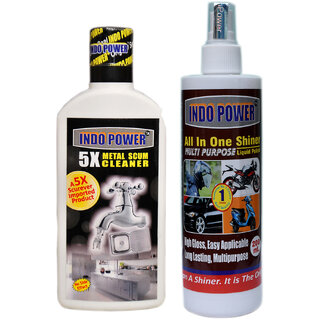 INDOPOWER ACc135-METAL SCUM CLEANER 100ml.+ALL IN-ONE MULTI-PURPOSE SHINER200ml. INDOPOWER ACc135-METAL SCUM CLEANER 100ml.+ALL IN-ONE MULTI-PURPOSE SHINER200ml.