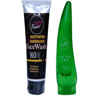                       INDOPOWER ADd203-ACTIVATED CHARCOAL FACEWASH 100g. +ALOE VERA GEL 150ml.                                              