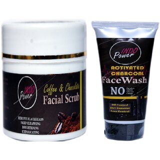                       INDOPOWER ADd210-COFFEE  CHOCOLATE FACIAL SCRUB 100g. + ACTIVATED CHARCOAL FACEWASH 100g.                                              
