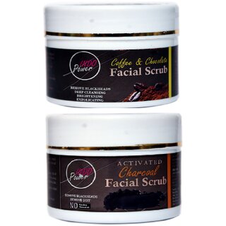                       INDOPOWER ADd214-COFFEE  CHOCOLATE FACIAL SCRUB 100g. + ACTIVATED CHARCOAL FACIAL SCRUB 100g.                                              