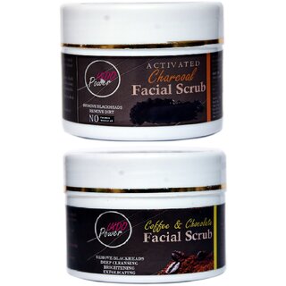                       INDOPOWER ADd235-ACTIVATED CHARCOAL FACIAL SCRUB 100g. + COFFEE  CHOCOLATE FACIAL SCRUB 100g.                                              