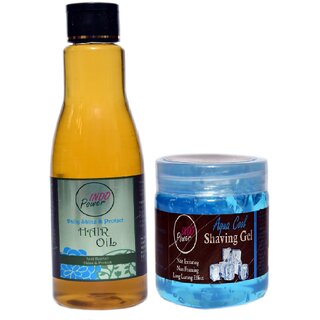                       INDOPOWER ADd251-DAILY SHINE & PROTECT HAIR OIL 200ml. + AQUA COOL SHAVING GEL 200g.                                              