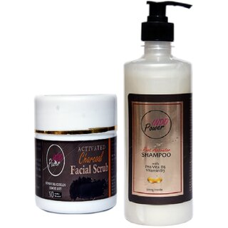                       INDOPOWER ADd260-ROOT ACTIVATOR SHAMPOO 500g. + ACTIVATED CHARCOAL FACIAL SCRUB 100g.                                              