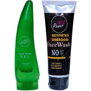INDOPOWER ADd278-ALOE VERA GEL 150ml. + ACTIVATED CHARCOAL FACEWASH 100g. INDOPOWER ADd278-ALOE VERA GEL 150ml. + ACTIVATED CHARCOAL FACEWASH 100g.
