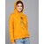 Raabta Fashion Women Mustard Heart Print Hooded Sweatshirt