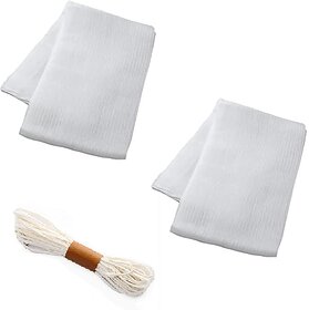 SAVE 2Meter Cheese Cloth and Cooking Twine  1X1.2 meter  Off White  Muslin  Malmal  Reusable  For straining, brea
