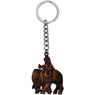                       M Men Style  Lord Krishna with Cow Idol Car Bike Home Office Birthday Gift   Copper  Zinc And Metal Keychain                                              