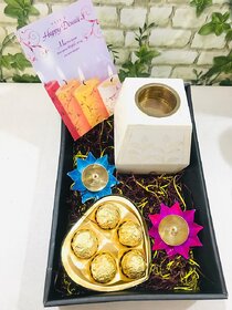 Divian Gifting Special Hamper Combos  Diwali Gifting Bone Inlay Tea light Candle Holder and Diya Set Combo Pack.