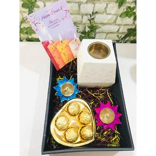 Divian Gifting Special Hamper Combos  Diwali Gifting Bone Inlay Tea light Candle Holder and Diya Set Combo Pack.