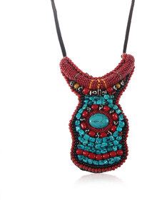 Niara Tribal Tibitian Bib Necklace In Thread & Beads